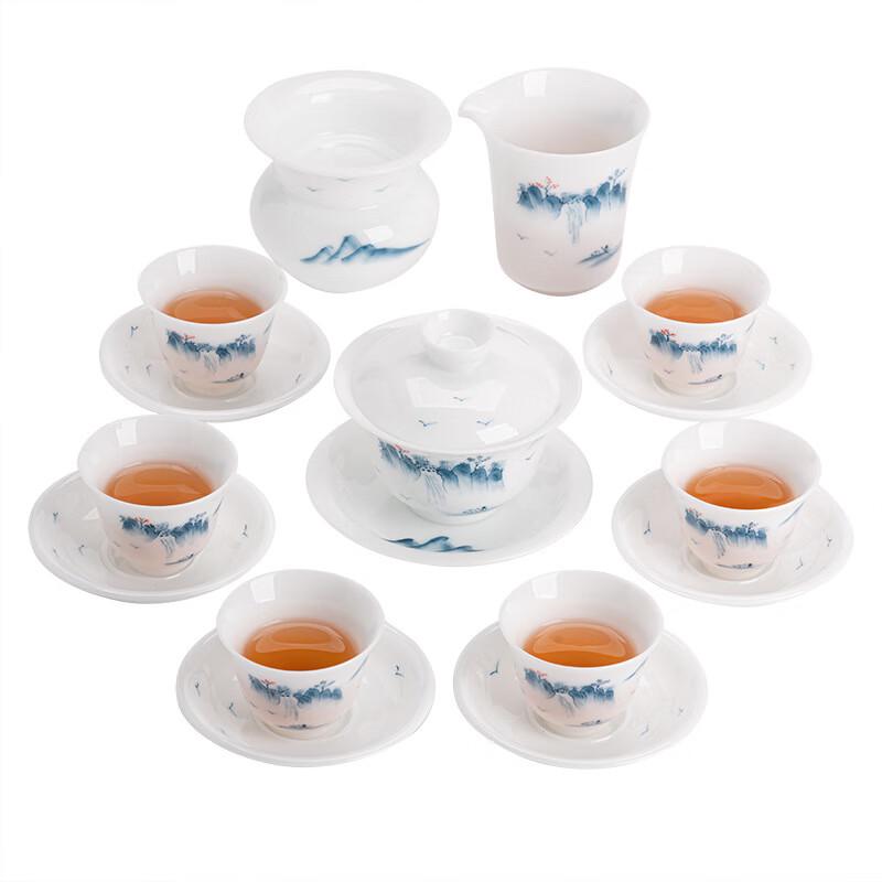 

Heyuxin Hand-Painted Ice Jade Porcelain 16-Piece Kung Fu Tea Set