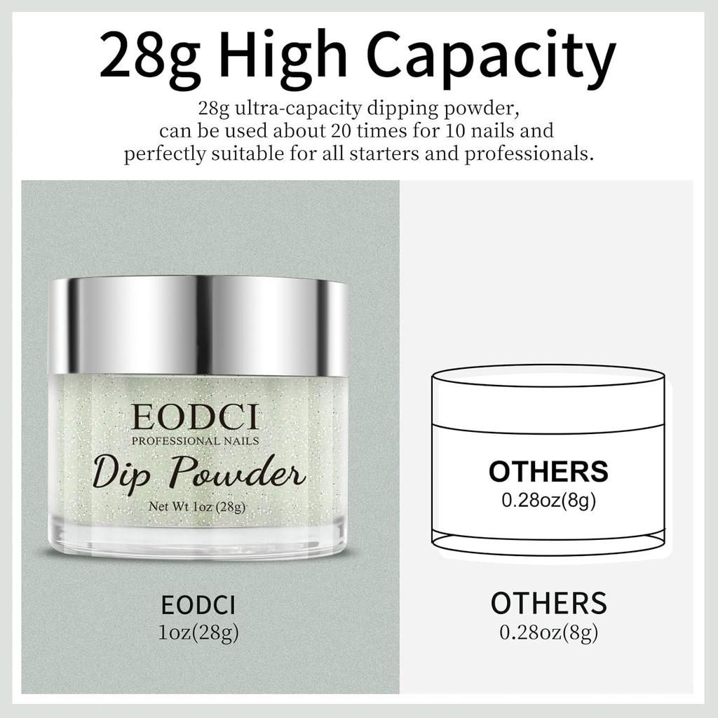 Green Glitter Glitter Nail Dip Powder, Dipping Powder - No Needed Nail Lamp Curing - Long Lasting Nail Manicure Colors - Nail Color for Professionals