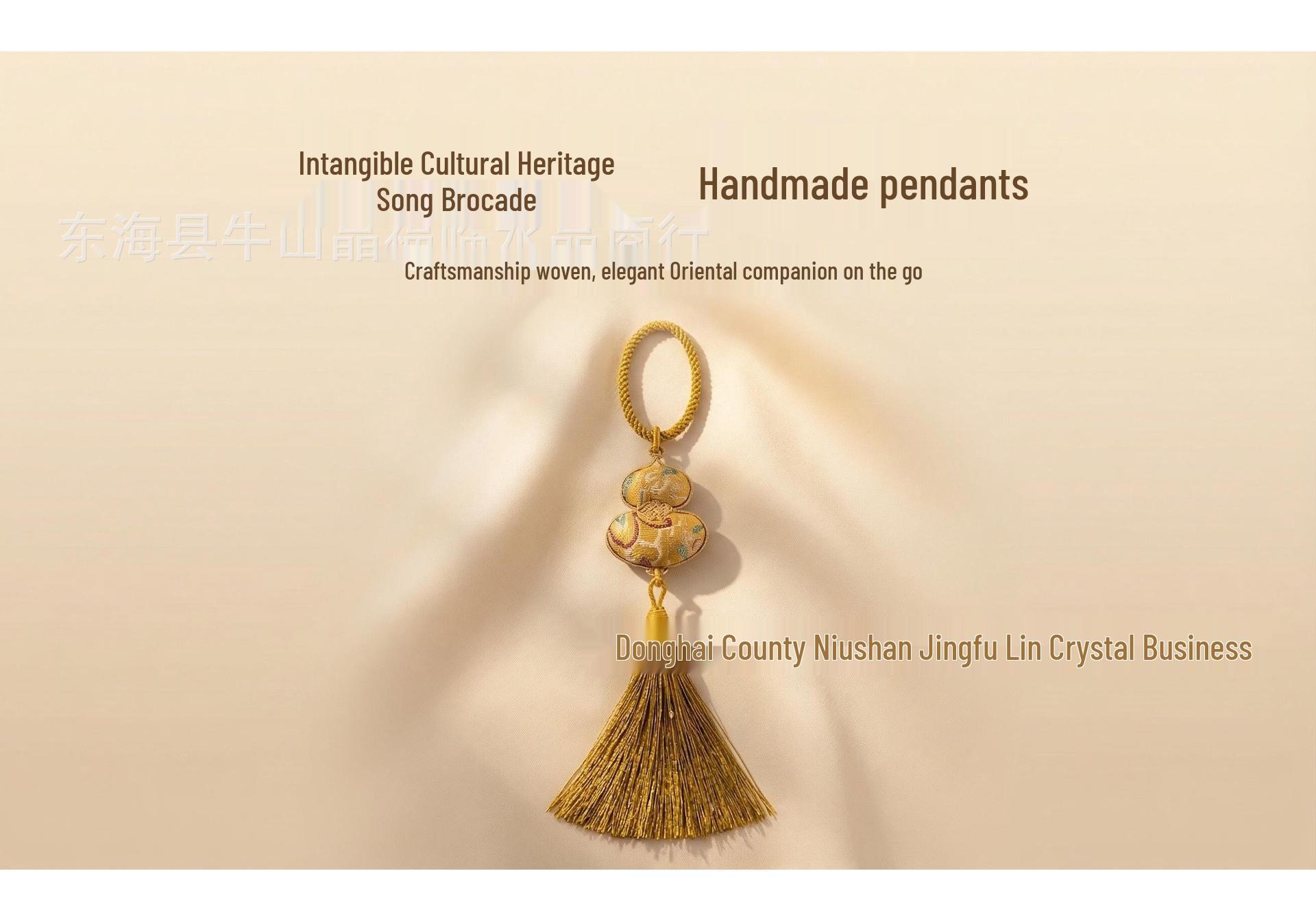 Handmade Brocade Gourd Pendant Kit - DIY Car Ornament & Gift Accessory