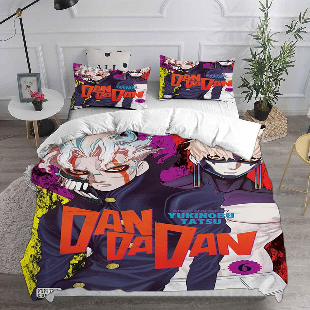 Seturi de lenjerie de pat noi Anime DAN DA DAN cu imprimeu de desene animate Set rafinat de articole de pat Set husă de plapumă cu plapumă Set luxos cadou de ziua de naștere