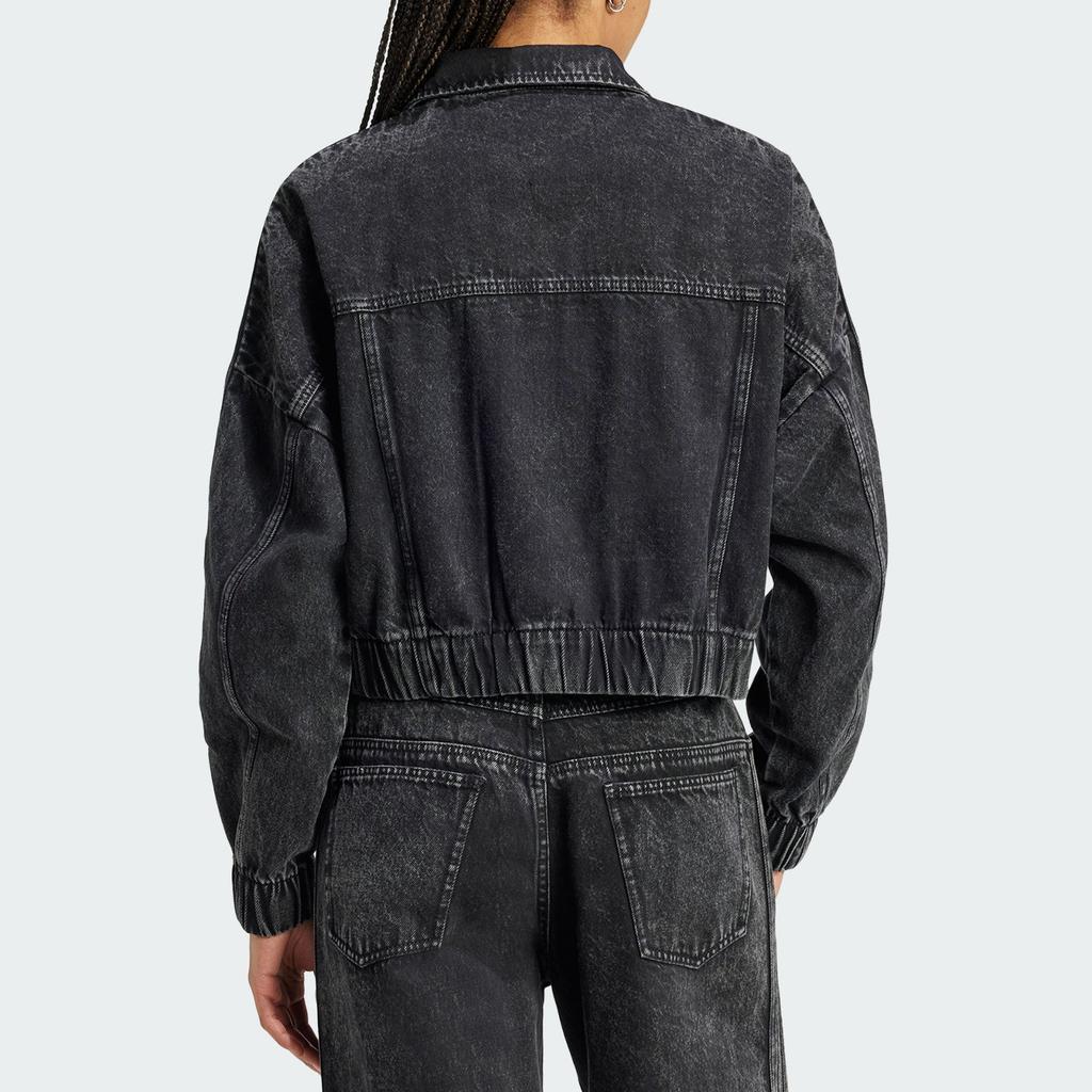 Adidas Originals Premium Essentials Solid Color Short Denim Sports Loose Long Sleeve American Vintage Jacket Women Jackets Black IW5759