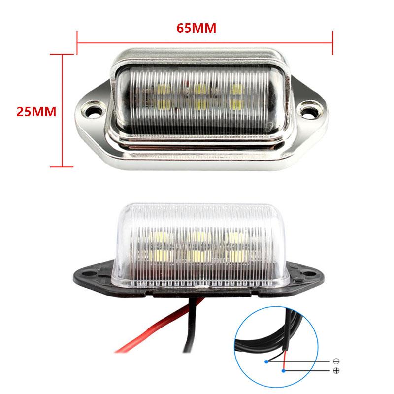 6 LED Car License Number Plate Light 12V 24V For SUV Truck Trailer Van White Side Lamp Bulbs Car Products License Plate Lights