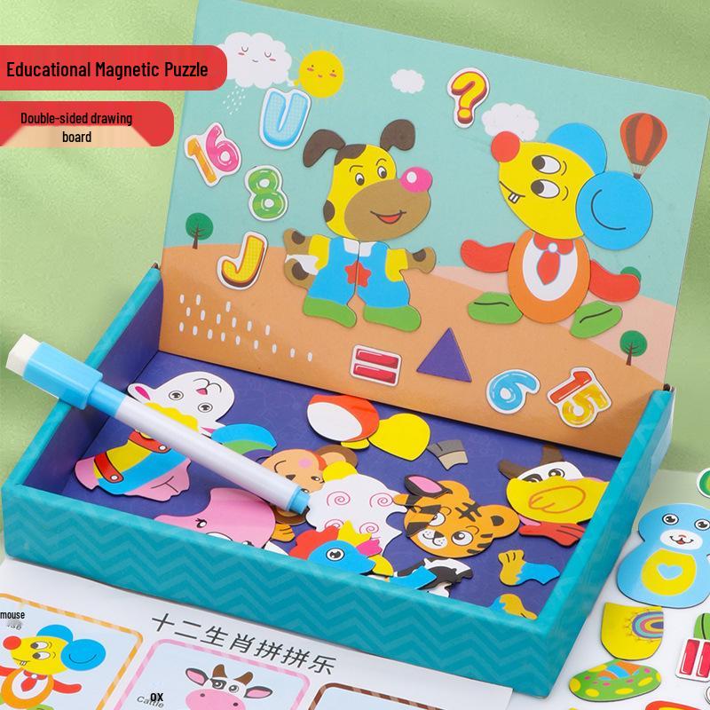 Children's Educational Magnetic Puzzle & Versatile Drawing Board - Dress-Up Game for Early Learning & Intellectual Development