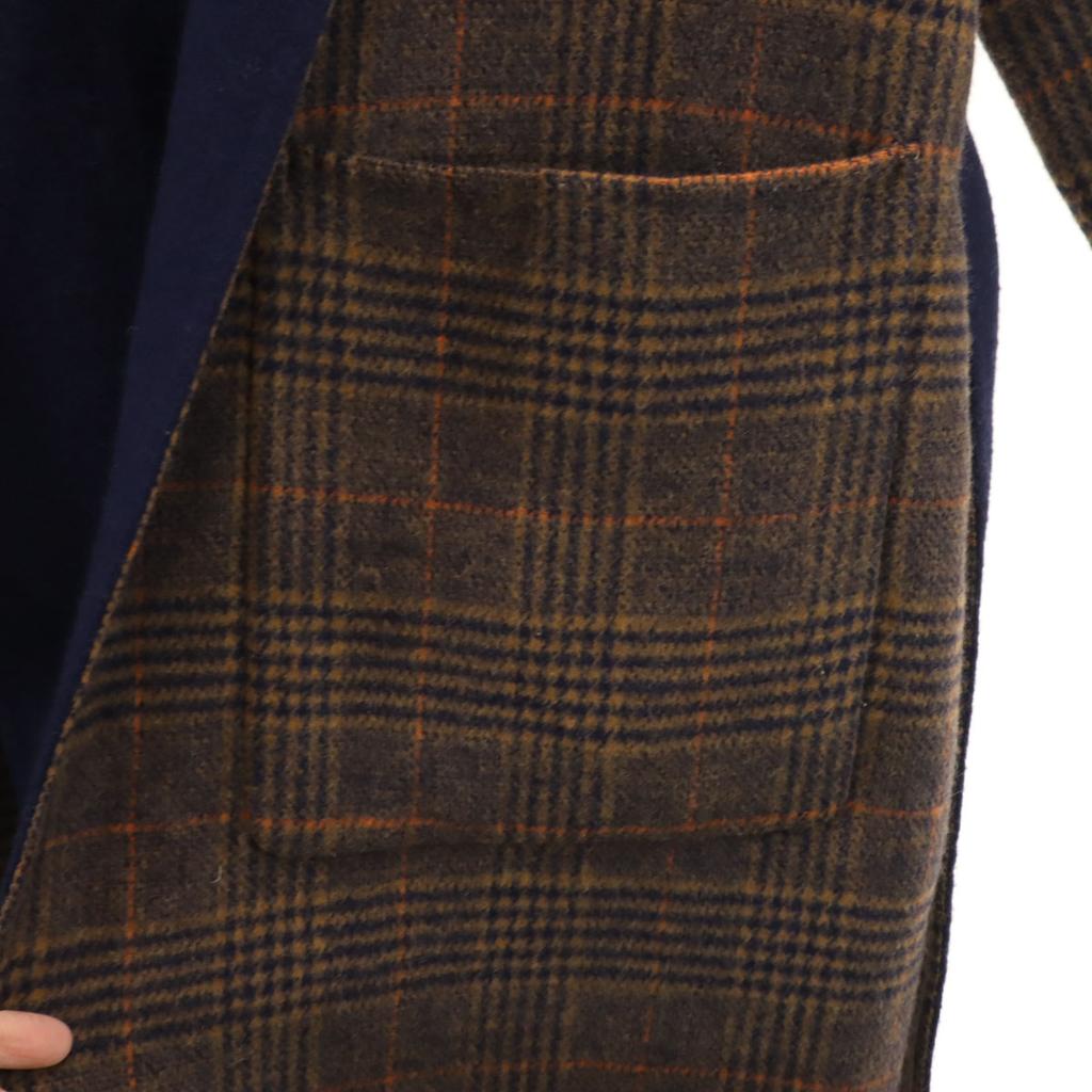 CAST:LISA wool blend check Long coat S Brown Women Used