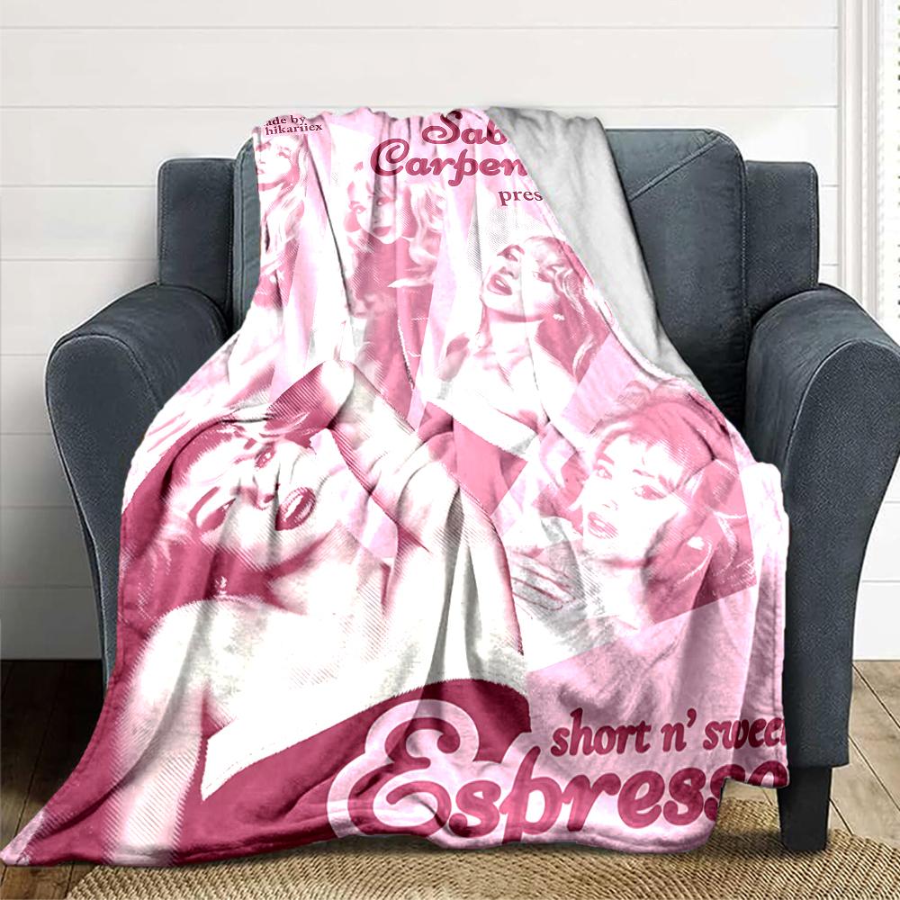 1Pc Sabrina Carpenter Espresso Blanket Soft Throw Blanket For Home Bedroom Bed Sofa Travel Office Solid Christmas Blanket