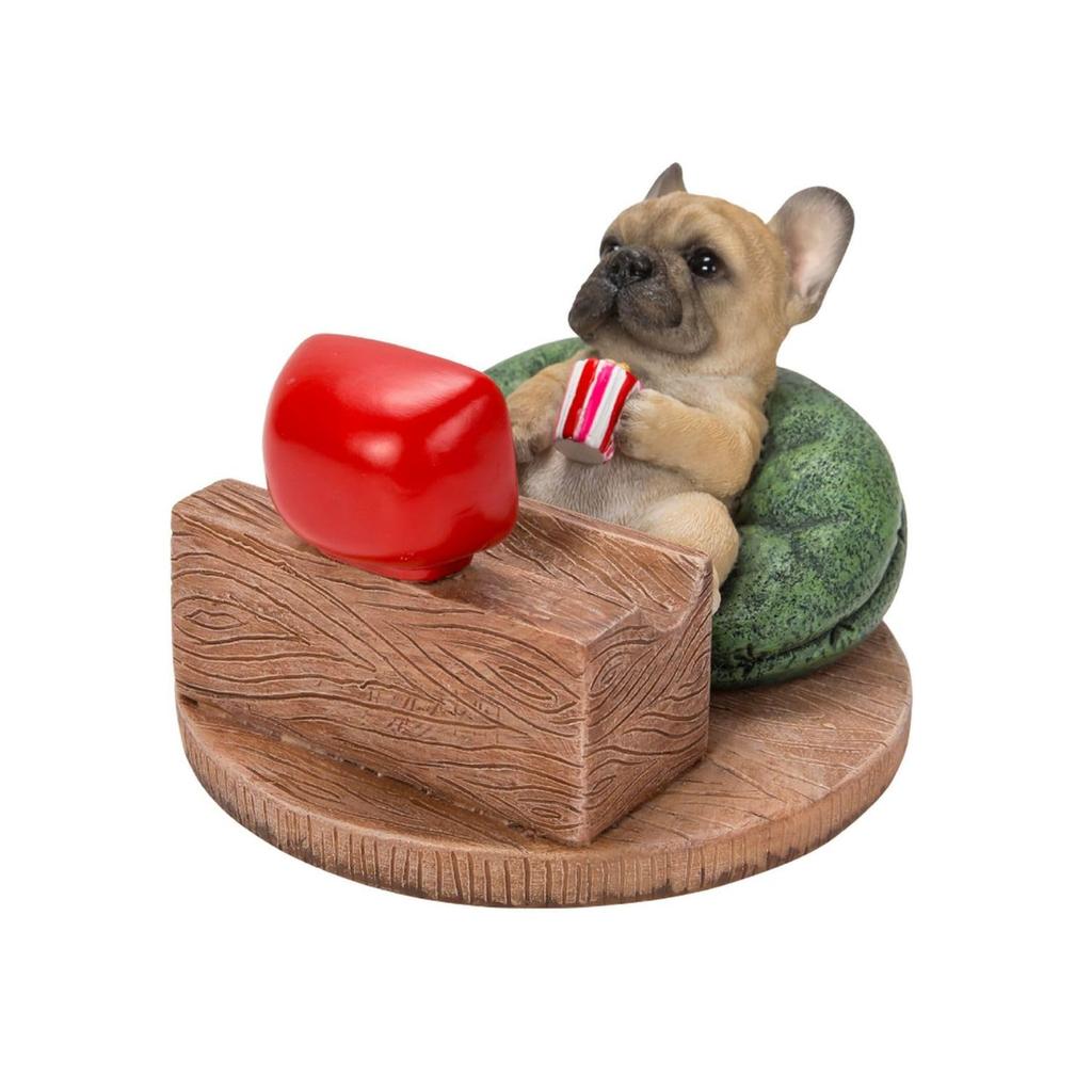 Ubia French Bulldog Watching TV Smartphone X 10 X Doll Animal Garden H22131 Stand, 10.5 6.5 Cm, Figurine, Ornament, Decor, Dog,