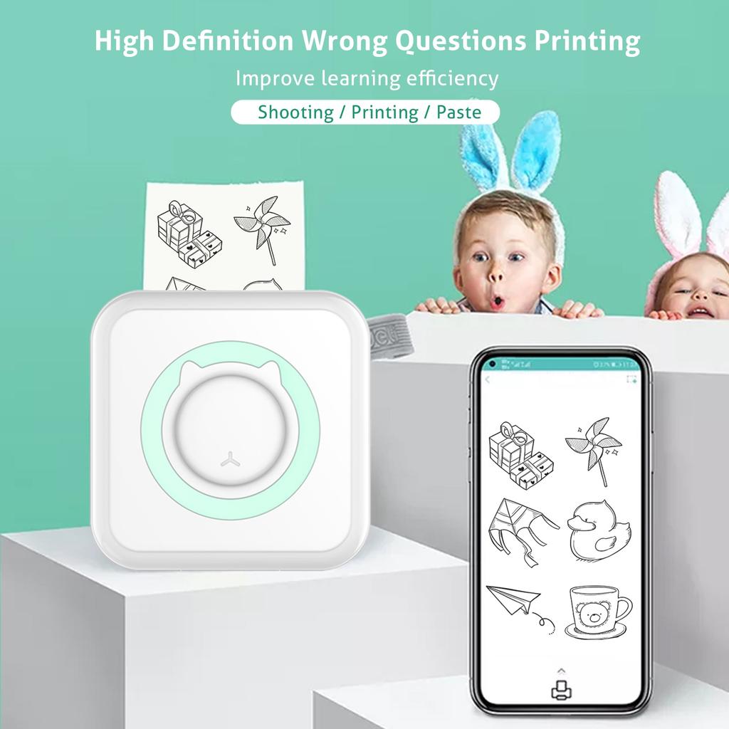 Pocket Thermal Printer Portable Mini Wirelessly BT Connect 200dpi Photo Label Memo List Printing Wireless Printer Clearly