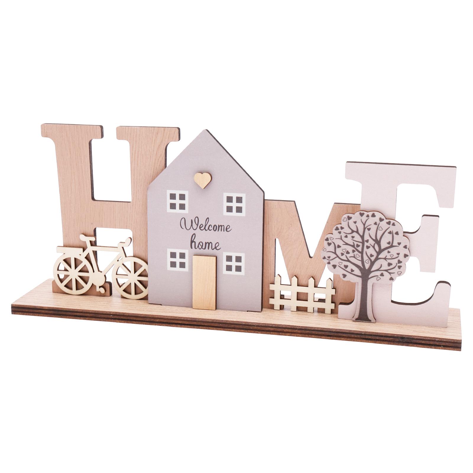 

Wooden Stand Decoration Wooden Home Desktop Ornament with House Tree Rustic and Modern Home Decoration for Birthday Present