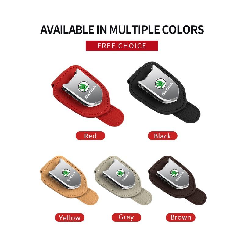 Auto Sun Visor Glasses Box Sunglasses Clip Card Ticket Holder Stand For Skoda Octavia Superb Rapid Kodiaq Karoq Fabia Kamiq Roomster Citigo