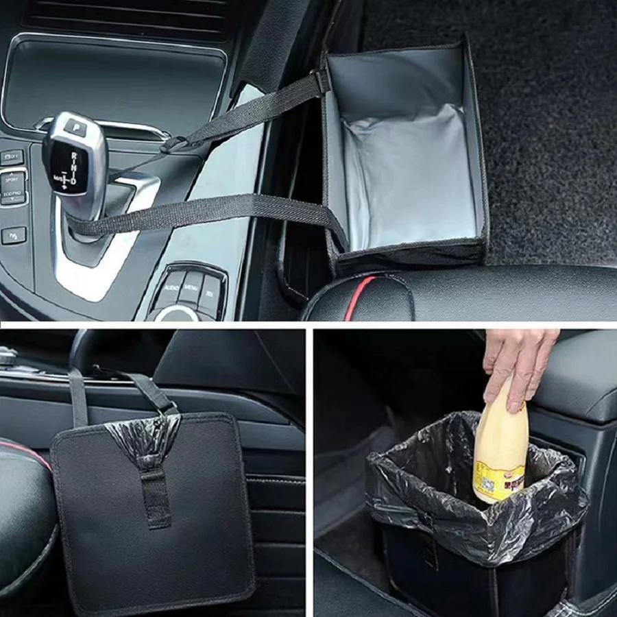 1PC Car Mounted Garbage Bin Portable Hanging Garbage Basket Rear Storage Compartment Waterproof Garbage Bin Storage Box