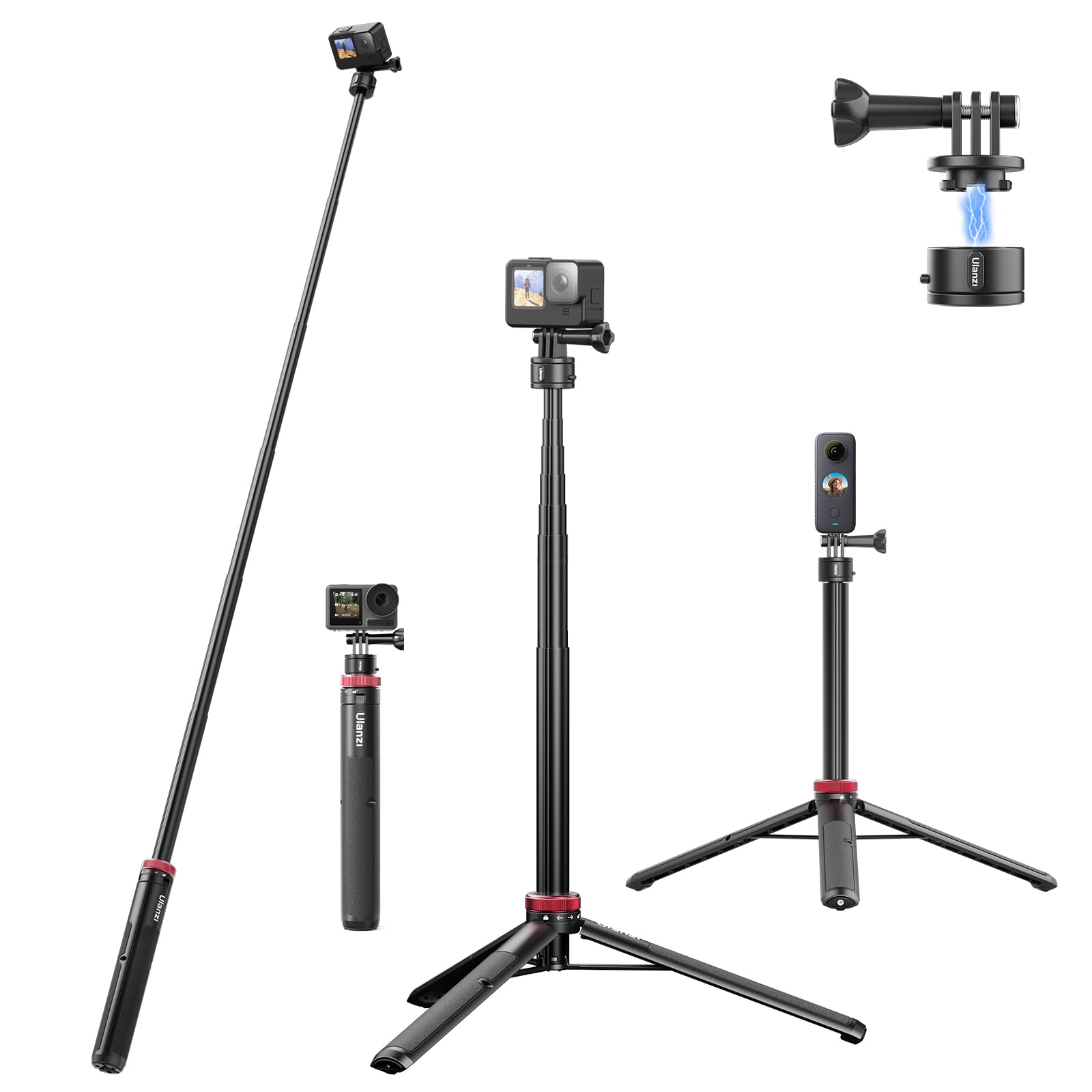 

Штатив Ulanzi II для камери Quick Release Selfie 140cm Magnetic Magnetic Telescopic Mini Action Camera Tabletop Vlog Folding 360 compatible