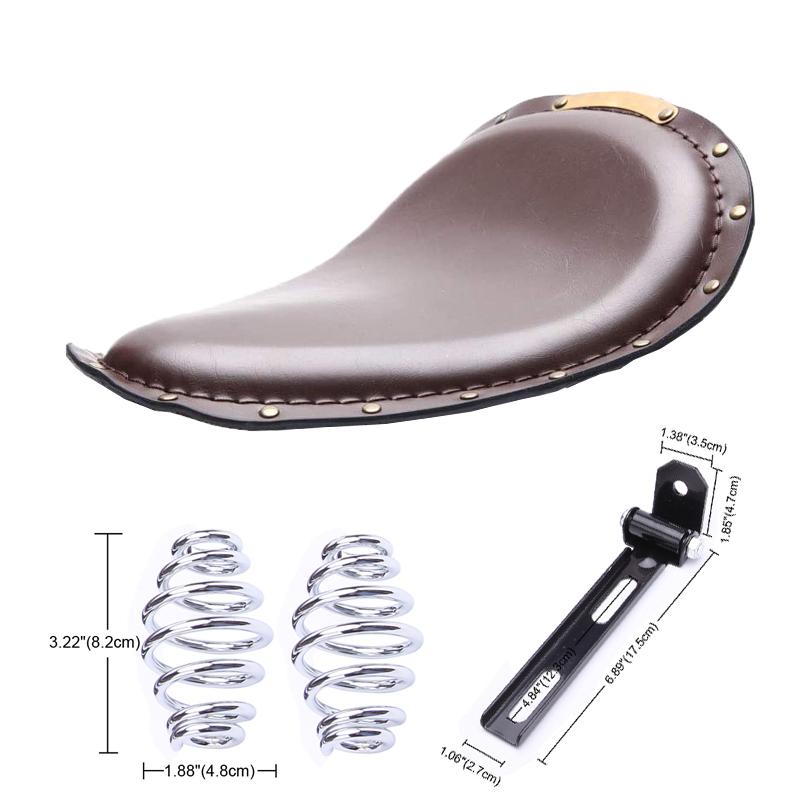Motorcycle Leather Saddle Seat Retro Black Leather Solo Seat for Harley Custom Chopper Bobber Honda Yamaha Kawasaki Suzuki