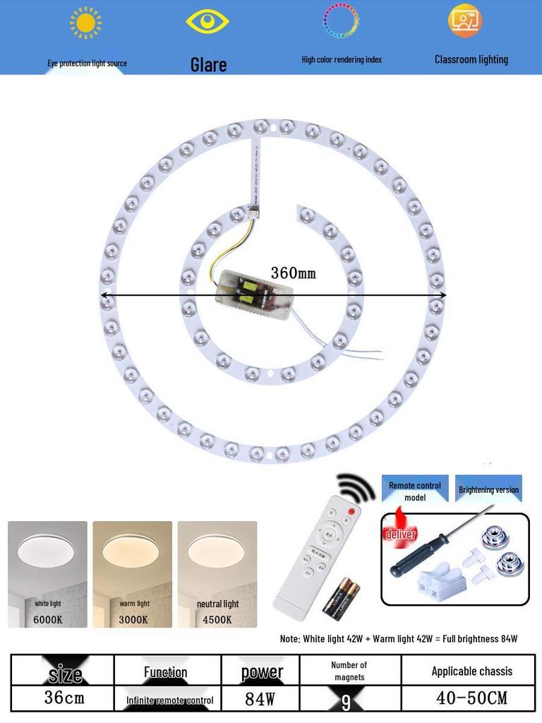 Ceiling LED Light Replacement Panel with Tricolor Changing Beads for Living Rooms