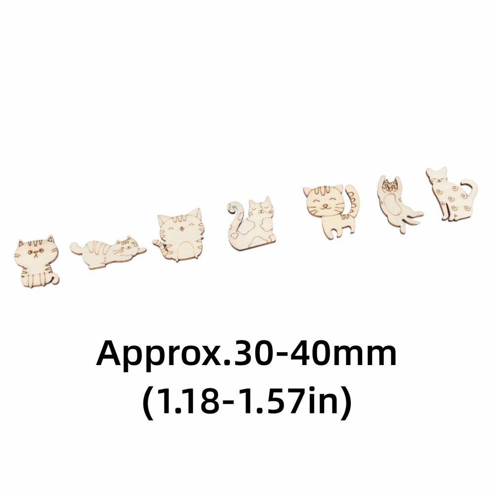 200pcs DIY Craft Unfinished Wooden Animal Chips Mixed Pet Themed Cat Dog Empty Wooden Ornaments Smooth Edges