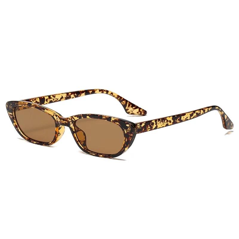 

Fashion Small Oval Women Sunglasses Retro Leopard Print Decoration Eyewear Clear Ocean Glasses UV400 Shades Oculos De Sol
