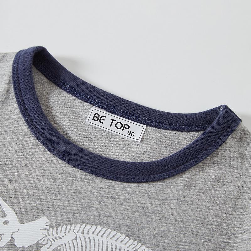 2026 Summer Boys Korean Style Dinosaur Round Neck Cotton T-shirt