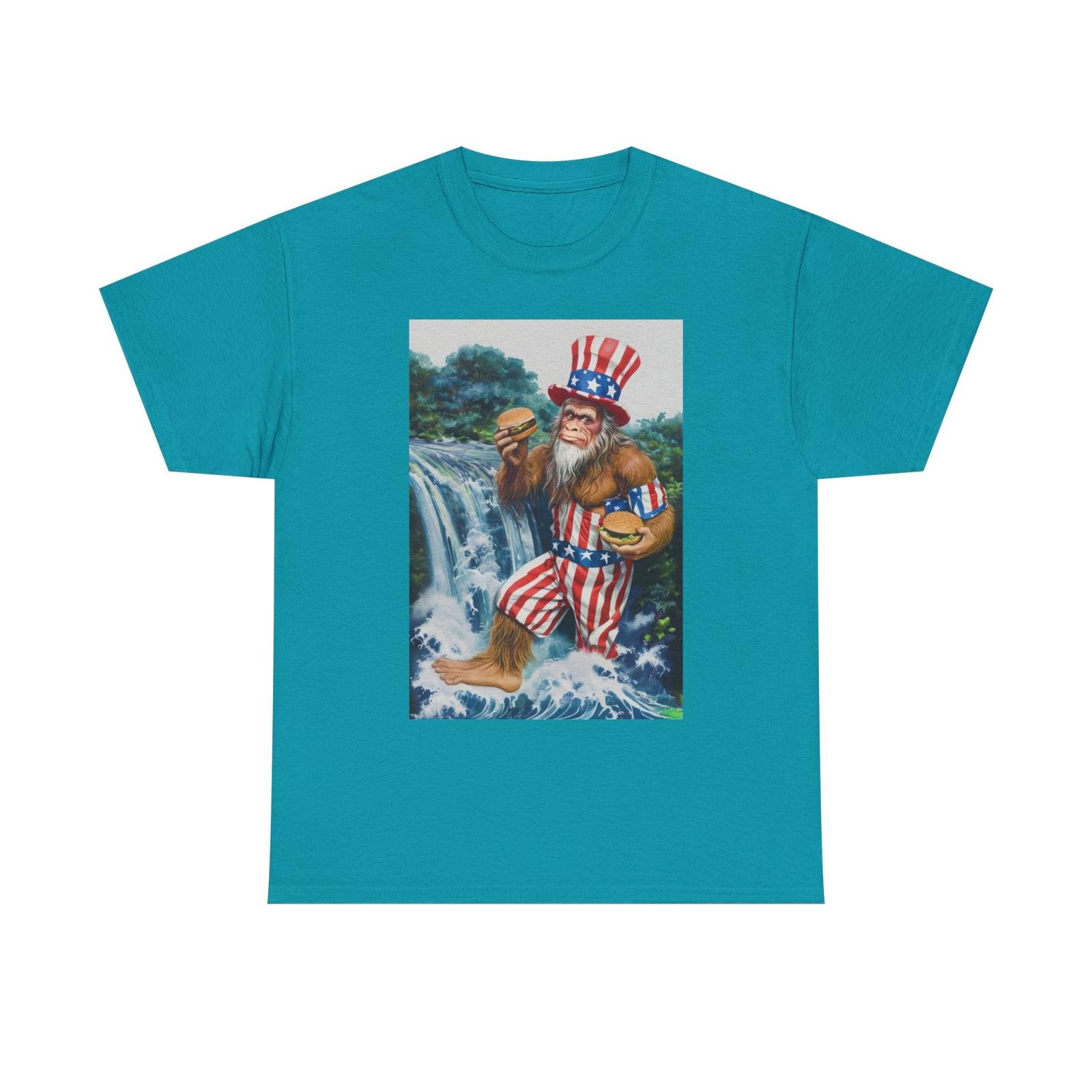 Patriotic Bigfoot Tee, Uncle Sam Shirt Americana USA T-Shirt, Fourth of July Top L