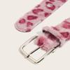 Pink Leopard Print Plush Belt Personality Fashionable and Versatile Wide-width Light Luxury and Comfortable Furry Belt for Girls