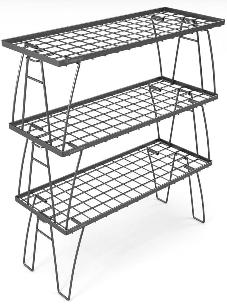CAMPING MOON Camping Bonfire Mesh Set Rack, Table, Folding, Stacking, Rack, Storage, Outdoor, Camping, 3-Piece T-229-3T