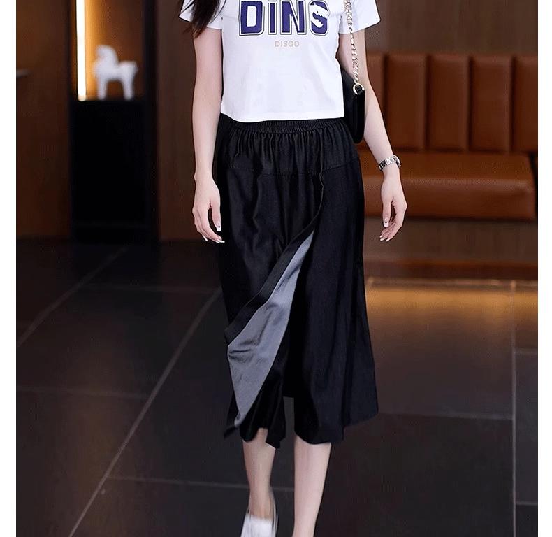 Women's High Waist Tencel Wide Leg Culottes – Slimming, Versatile, and Drapey Eight-Point Flared Summer Pants Skirt.