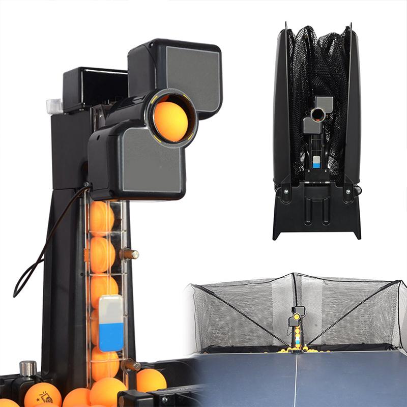 50W Automatic Robot Table Tennis Ping-pong Ball Machine Practice Recycle 0-9 Head Swinging Speed New Black  80*34*34cm
