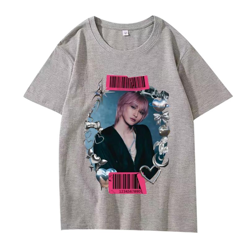 K-pop Seonghwa ATEEZ T-shirt män kvinnor Oversized 100% Bomull mode streetwear kortärmad Sommar tryck grafik Unisex toppar