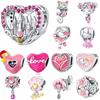 Copper Flower Love Heart Pink Series Charms Beads Fit Original Wear Bracelets Diyjewelry Accessories