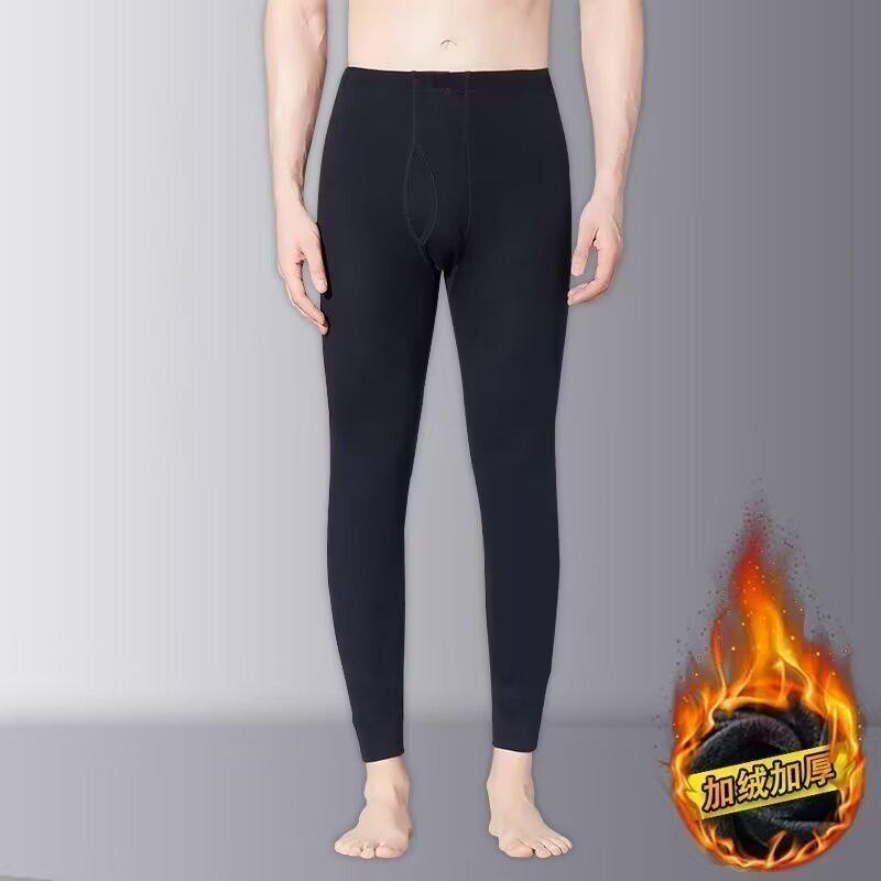 Men's Insulated Non-Shedding Fleece Base Layer Pants - Comfortable, Warm, Dirt-Resistant, Plus Velvet Thickened for Autumn and Winter.