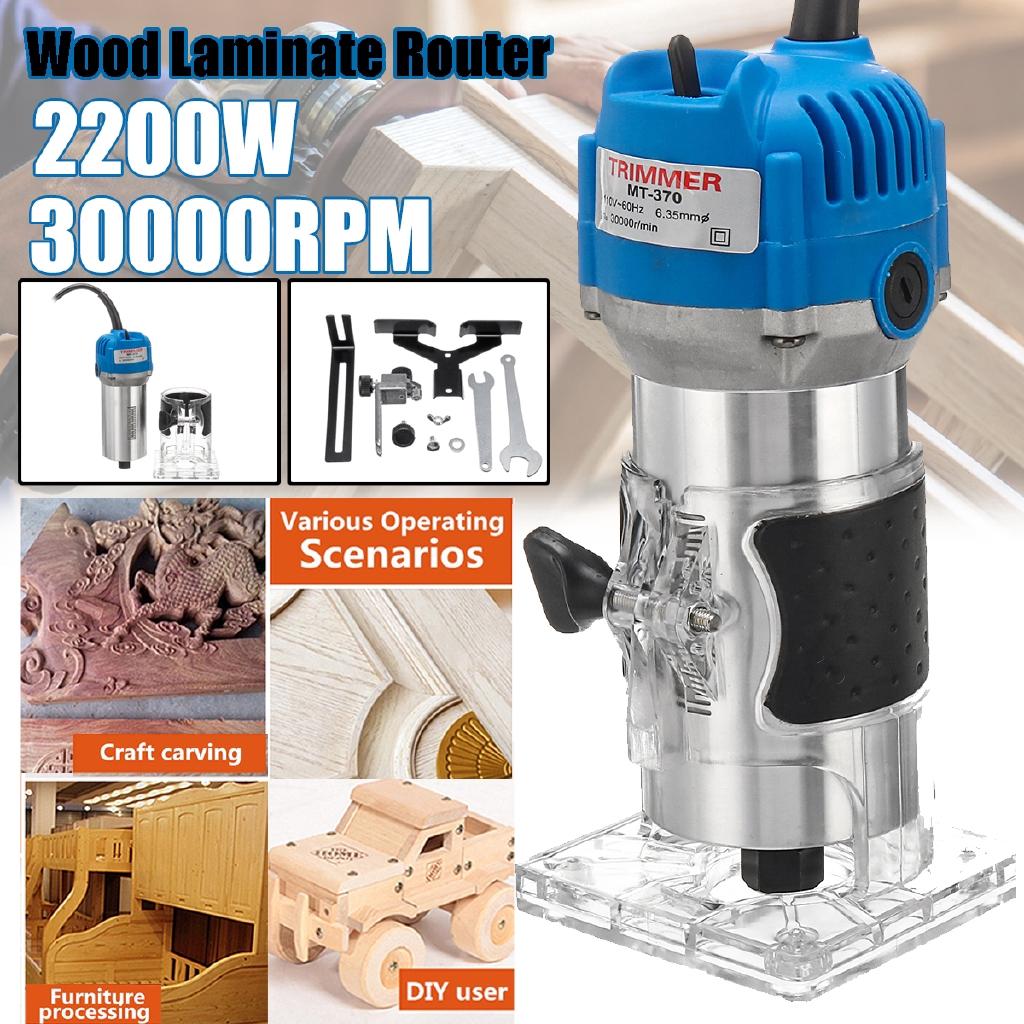 220V Wood Laminate Palms Router Bits Set 1/4" Electric Hand Trimmer Joiners Tool Carving Machine