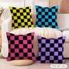 Checkered Square Cushion Cover Soft Plush Fabric DoubleSided Printed Cushion Covers for All Seasons Modern HomeDecor Gift