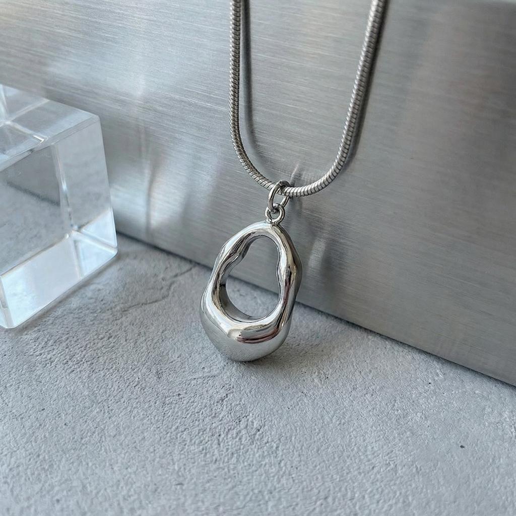Hippop Irregular Pendant Necklace for Women Stainless Steel Snake Chains Hollowed-Out Necklaces Minimalist Trendy Jewelry Gift