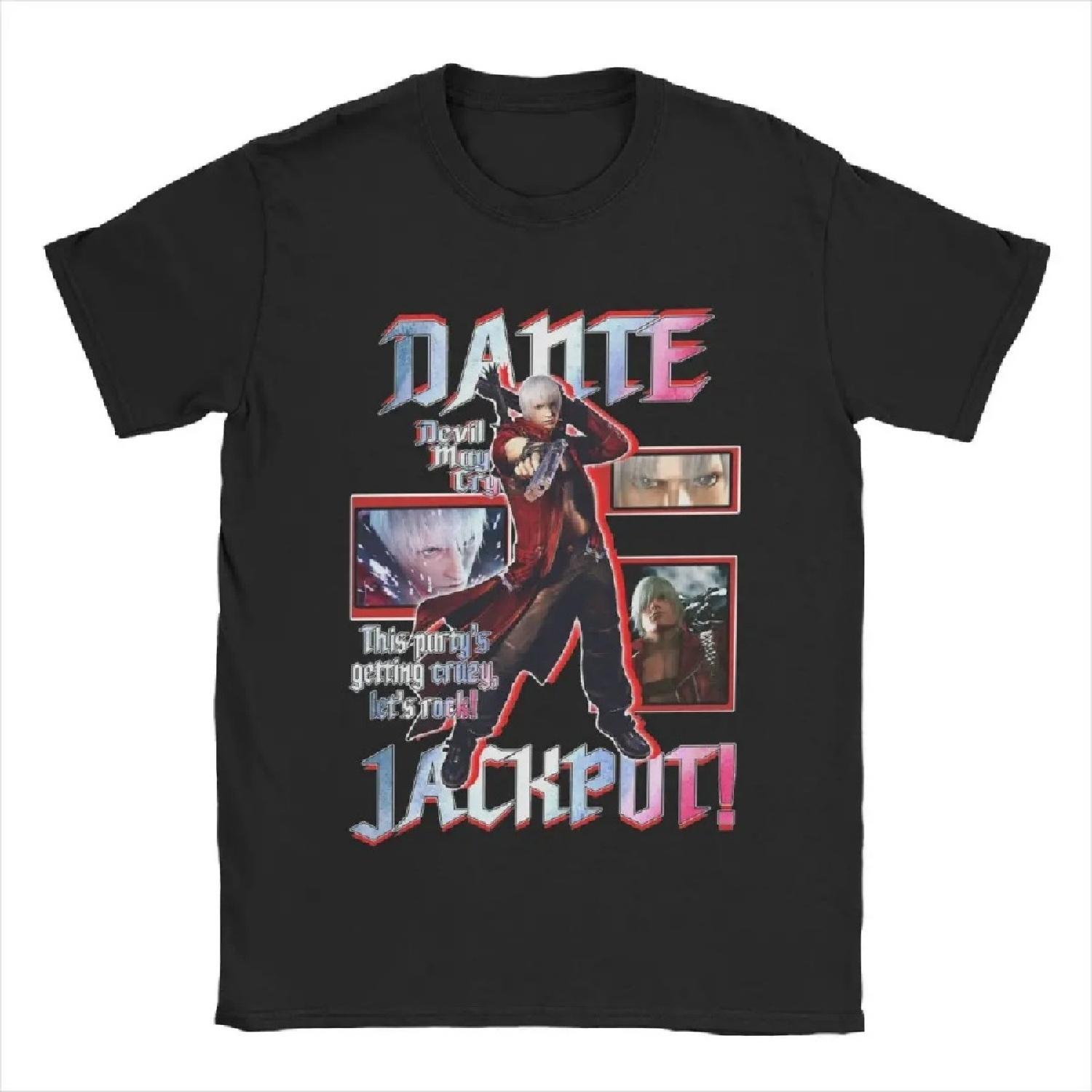 

Dante Devil May Cry 3 T-Shirt Men Vintage Cotton Tee Shirt Round Collar Short Sleeve T Shirts Printed Tops S