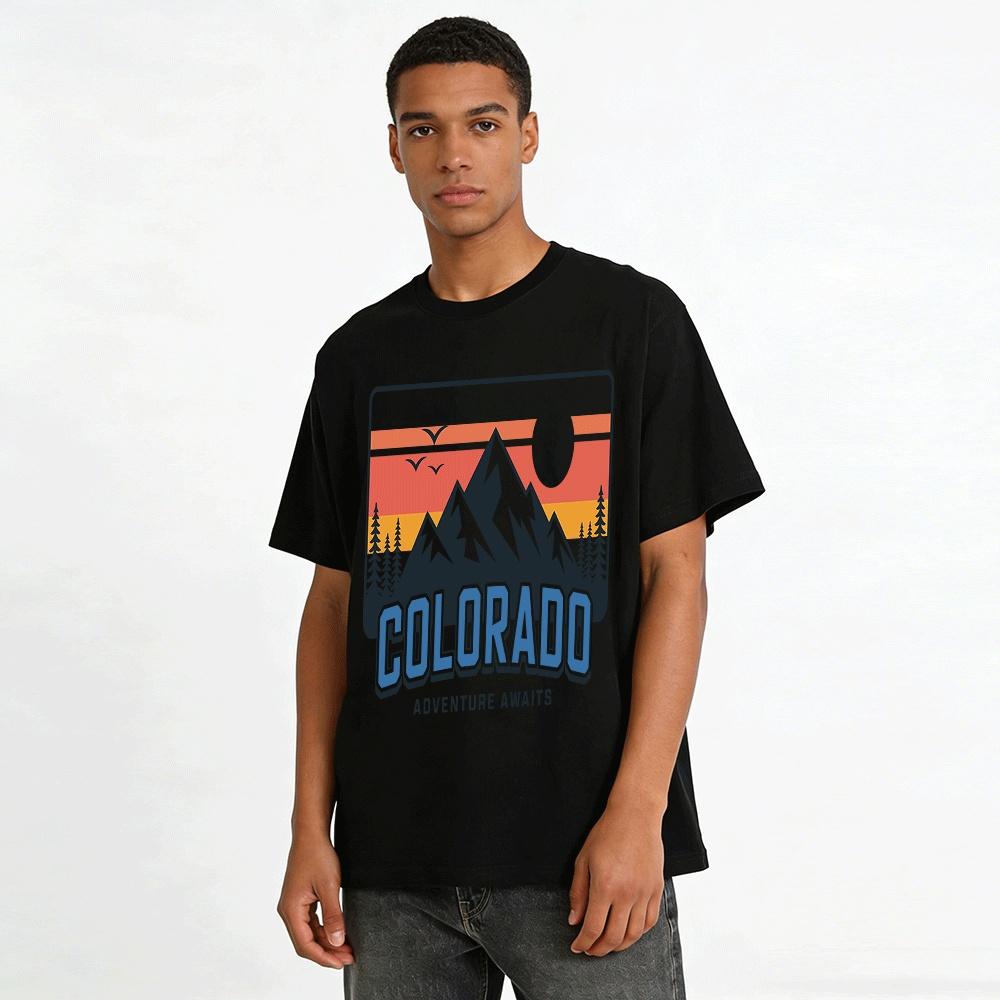 Colorado Mountain Outdoor Style Casual Short Sleeve T-Shirt Pure cotton T-shirt
