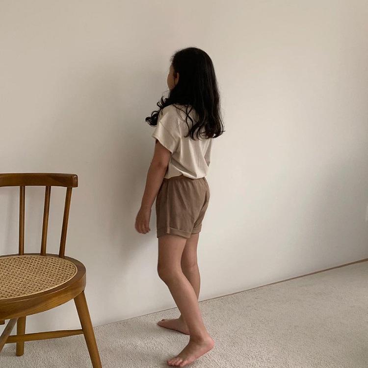 Children's Summer Short-Sleeve Two-Piece Set: Baby Letter Print T-Shirt & Bread Pants In Merade Color