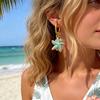 Stainless Steel Vintage Hoop Earrings for Women Natural Stone Drop Dangle Charm Earrings Gold Plated Earring Unique Jewelry Gift