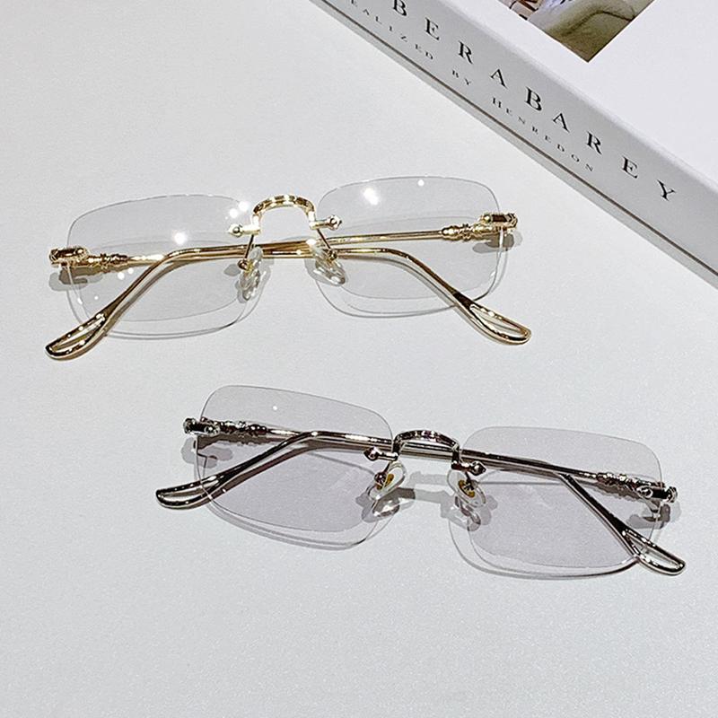 Óculos sem armação antirradiação pocrômicos para mulheres e homens, óculos retangulares