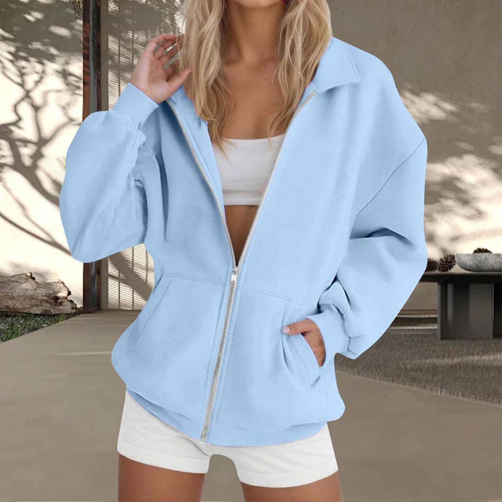 Women's Zip-Up Long Sleeve Sweatshirt Top