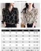 TAITENG Chiffon Long Polka Dot Blouse with Korean Elegant for Office and Commuting Women's Shirt, Sleeve, V-Neck, Print, Ribbon, Fashion, Wear,