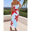 Women's Sexy Suspender Backless Flower Print Slim Summer Long Dress
