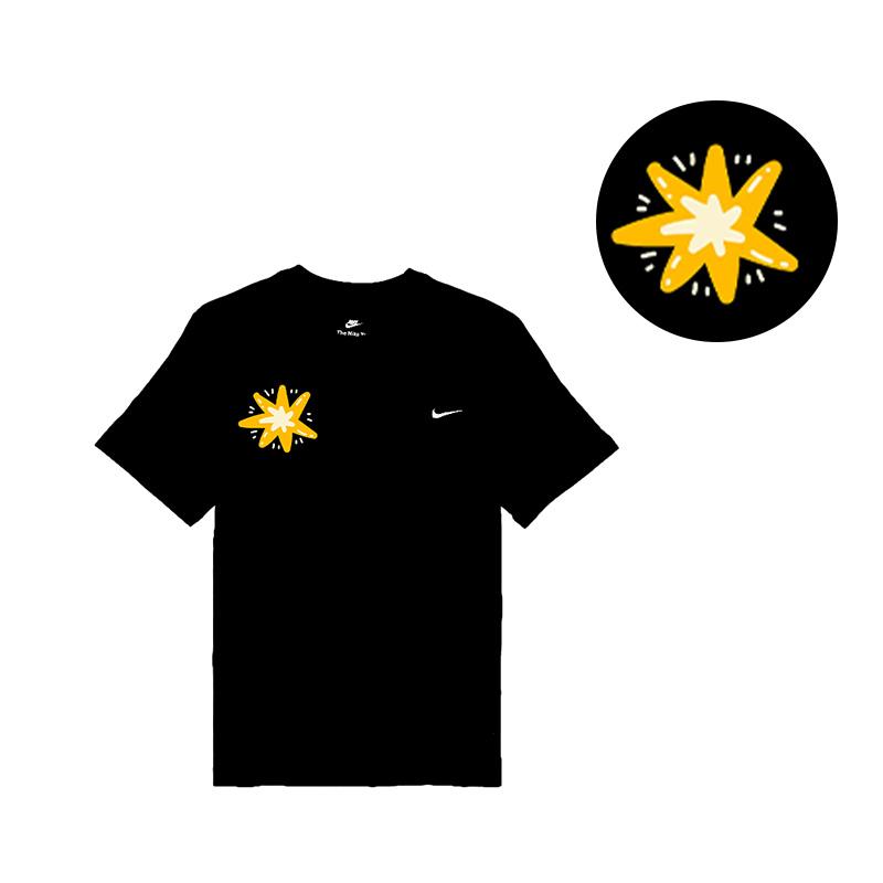 Nike Urban Sports Outdoor Fashion Logo Star Tree Crew Neck Casual Straight Cut Short Sleeve T-Shirt Unisex T-Shirt Black BV0508-010(TEAM702-BV23)