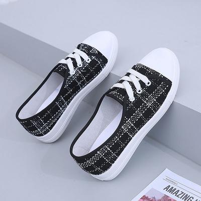Summer New Canvas Shoes for Women Fashionable and Breathable One Step Shoes for Women Versatile Flat Shoes for Female Students