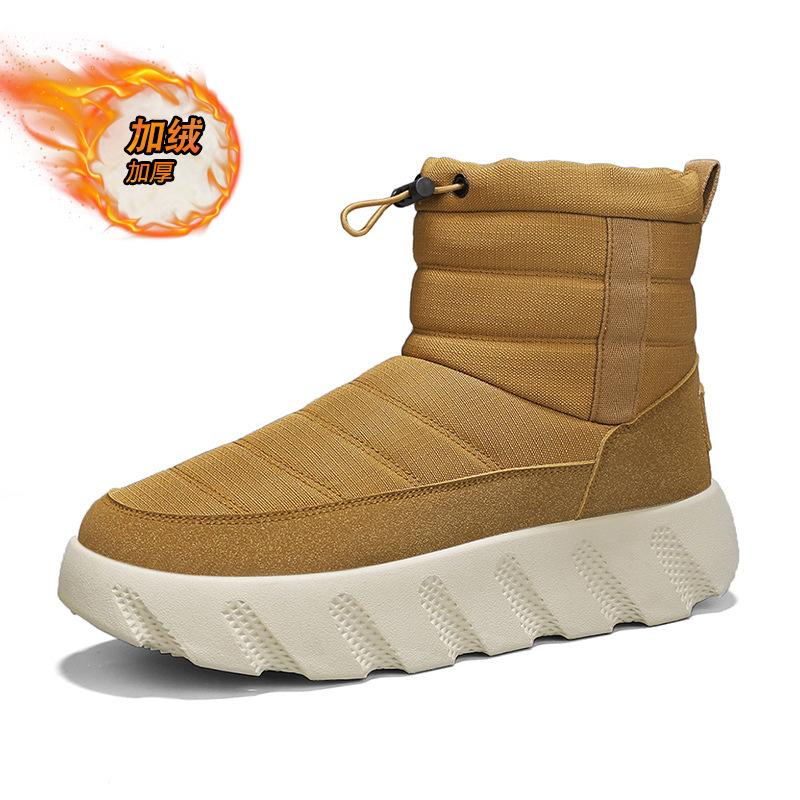Men's Platform Snow Boots Velvet Warm Outdoor Bread Shoes High Quality High Top Plush Mens Boots Couple Thick-soled Cotton Shoes