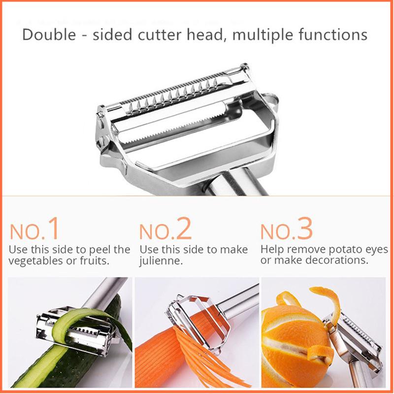 Vegetable Peeler Stainless Steel Melon Planer Double-Head Peeler Household Kitchen Multiple-Function Fruit And Vegetable Peeler