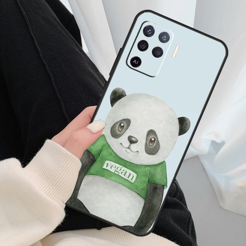 Cartoon Panda Case For Oppo A54 A74 A94 A18 A57 A17 A77 A38 A58 A78 A98 A80 A60 A40 A96 A76 A16 A15 A5 Pro