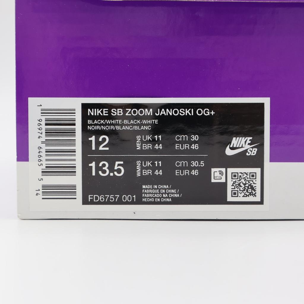 FD6757-001 Nike SB Zoom Janoski OG+ Preto Branco (Masculino)
