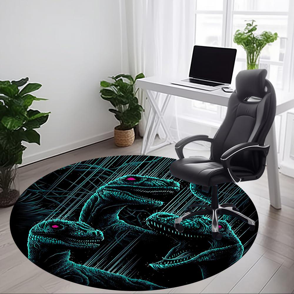1pc Jurassic Dinosaurs Office Round Area Rug, Indoor Mat Suitable For Office,Bedroom Living Room Home Decor, Room Deco A0926105