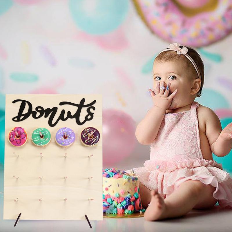 Wooden Donut Display Stand - Versatile Sweet Cart for Weddings, Birthdays & Bridal Showers for Table Decor, DIY Party Supplies