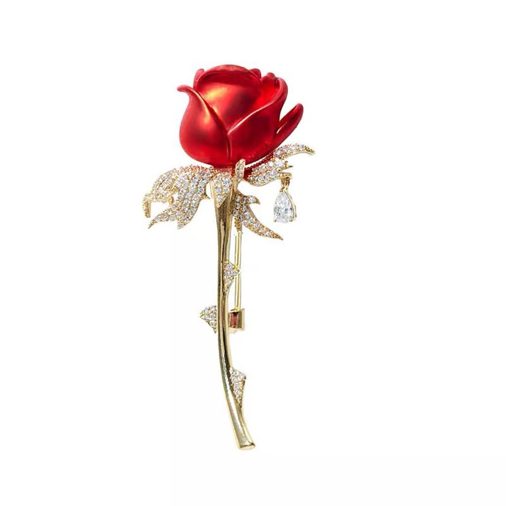 Red Rose Tulip Brooch Pins Ladies Fashion Light Luxury Flower Pin Nice Design Brooches Elegant Dress Suit Badge Accessories
