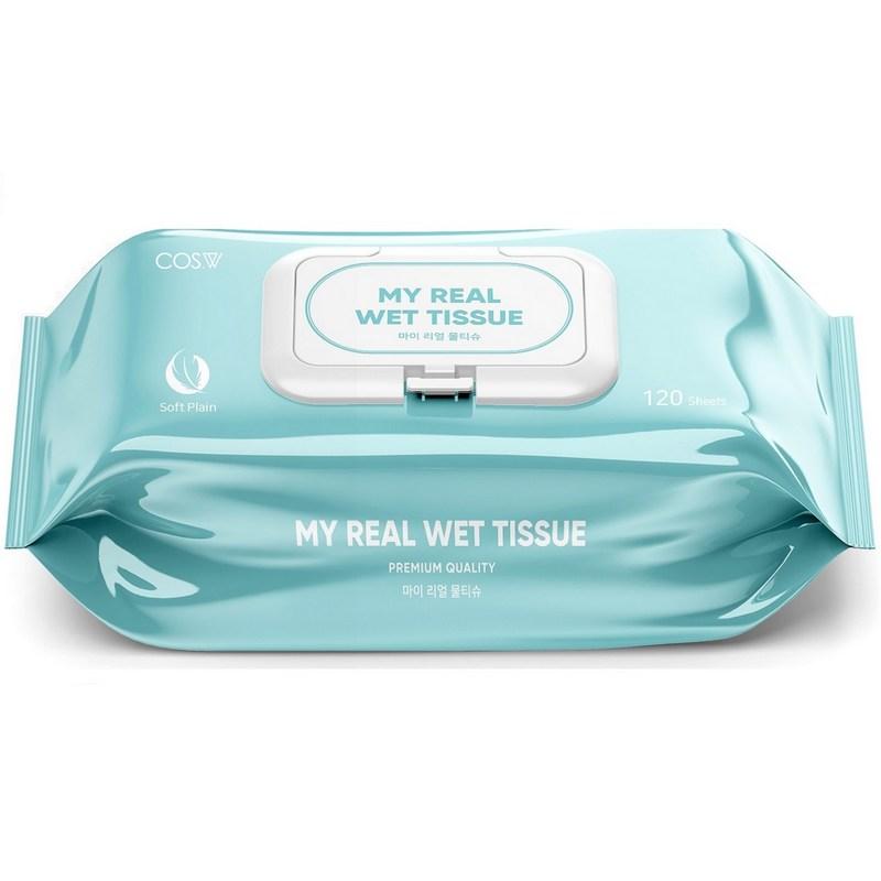 CosW My Real Wet Wipes Cap Type 120 Sheets 60 Packs, 120g, 120 pcs, 60 pcs