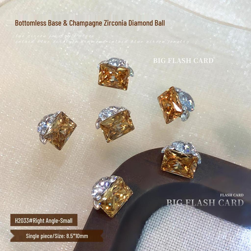 Champagne Bottomless Tray Zircon Nail Art Accessories - Super Flash Heart Dove Egg Stacked Drill Ball.